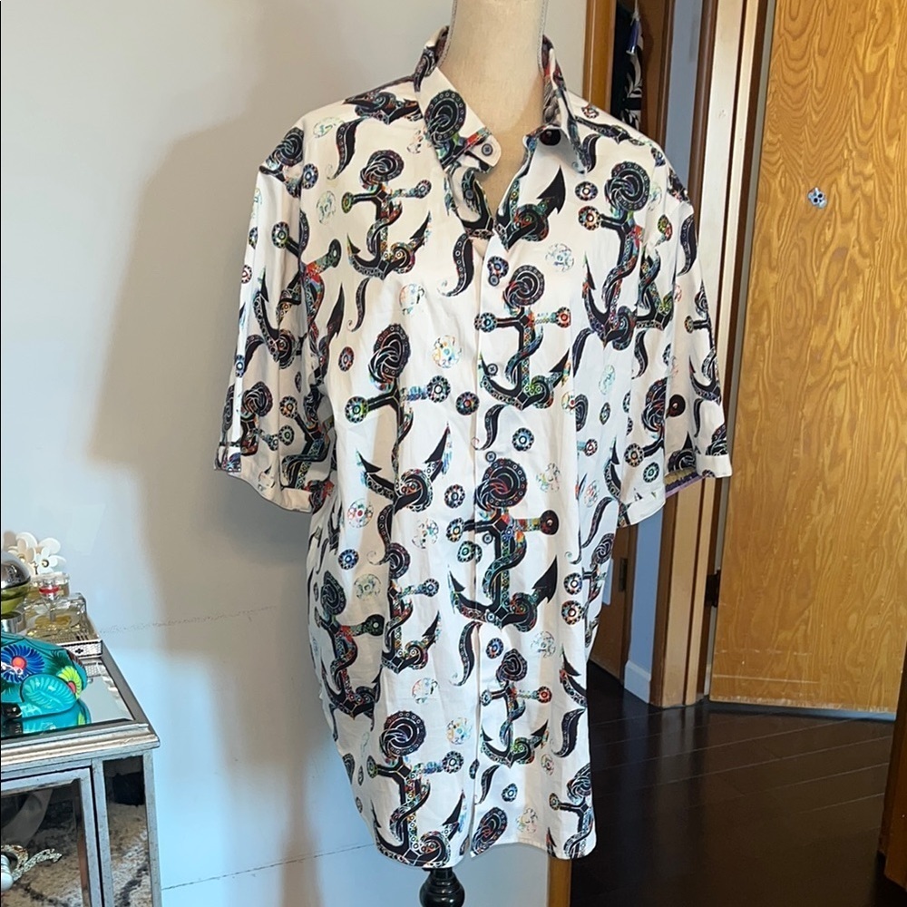Robert Graham Men's White Patterned Shirt.  Size 1XLT.